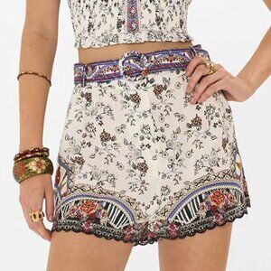 Belted High Waist Shorts in "My Folkart Heart" Print